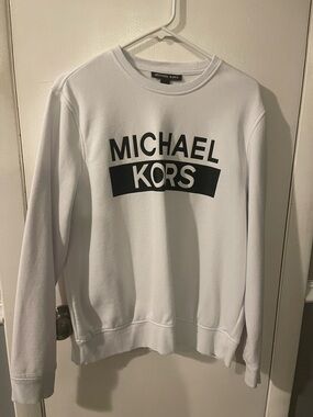 Michael Kors White Crewneck Sweatshirt with Black Logo
